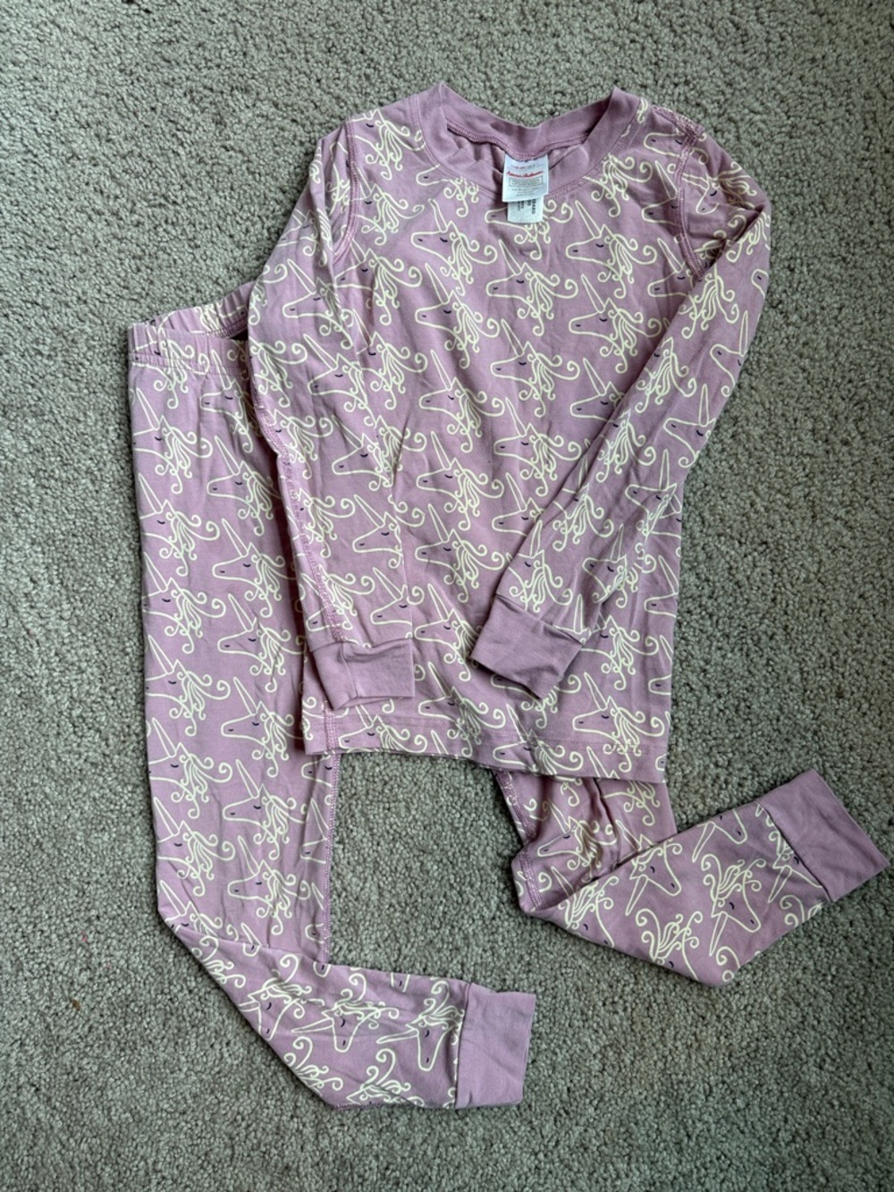 Hanna Andersson Hanna Soft Lavender Long-Sleeve Pajama Set with Ivory Unicorns